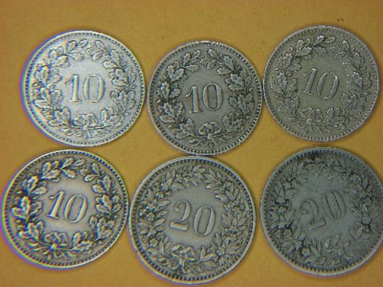 1885, 1953 20 Rappen Swiss (4) 10 Rappen