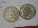 1968 & 1969 2 Francs Helvetia