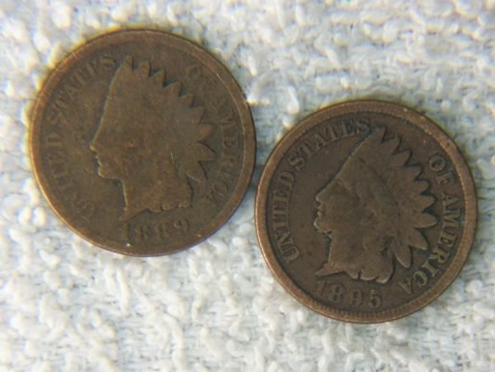 1895 And 1889 Indian Head Pennies