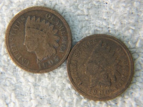 1905 And 1906 Indian Head Pennies