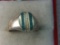 .925 Unisex Inlaid Green Turquoise Ring