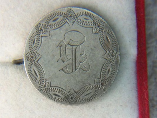 Seated Liberty Quarter Silver Love Token Brooch