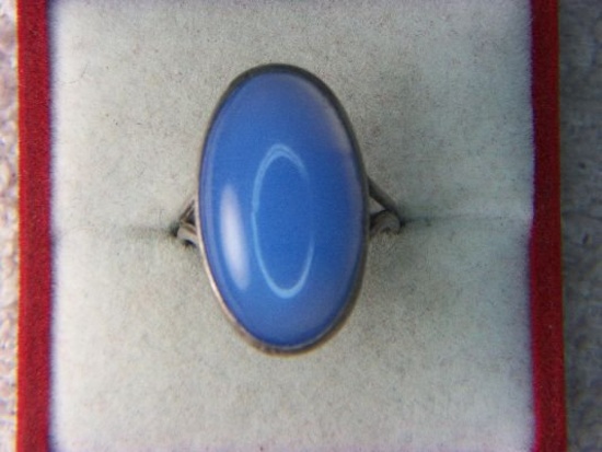.925 Ladies 6 Carat Blue Gemstone Ring