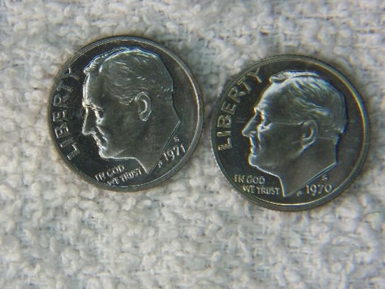 1970 S And 1971 S Proof Roosevelt Dimes