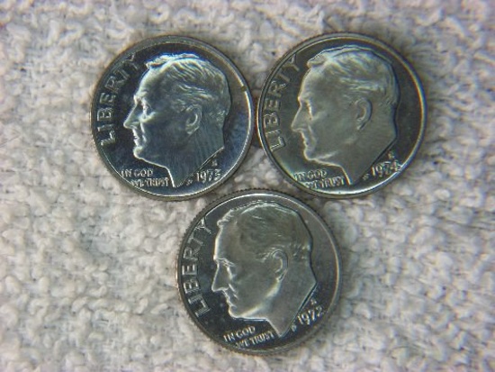1972 S, 1973 S, And 1974 S Roosevelt Dime Proofs