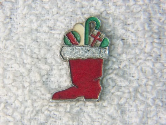 .925 Ladies Santa Claus Enameled Boot Charm Or Pendant