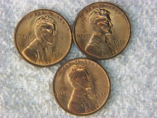(3) 1955 S Lincoln Cent