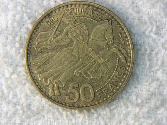 1950 Monaco Prince Renier 50 Francs