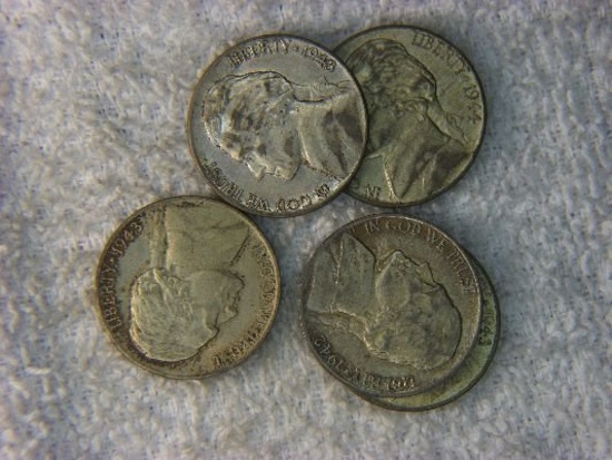 (5) Jefferson War Nickels 1942 To 1945
