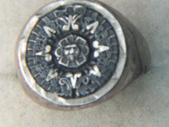 .925 Man's Mayan Calendar Ring