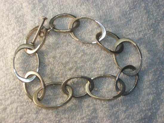 .925 Ladies Large And Designer Hoop Style Bracelet