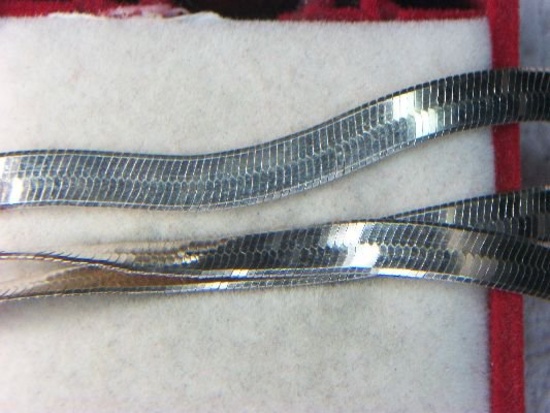 .925 Ladies 34 Inch Flex Herringbone Necklace