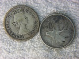 1958 And 1962 Canadian Silver Quarters