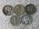 (5) Mercury Dimes