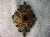 Ladies Vintage Red Gemstone Brooch