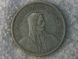 1935 B Switzerland 5 Franc Silver