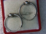 .925 Ladies Ball Hoop Earrings