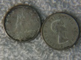 1963 And 1964 Canadian 10 Sent Silver