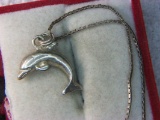 .925 Ladies 18 Inch Box Chain With Dolphin Pendant