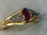 10 Karat Yellow Gold Ladies Ruby And Gemstone Ring