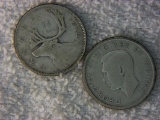 1940 And 1945 Canadian Silver Quarters