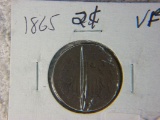 1865 2 Cent Copper World War 2 Era Coin