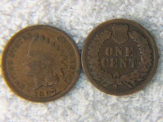 (2) 1900 & 1907 Indian Head Cent