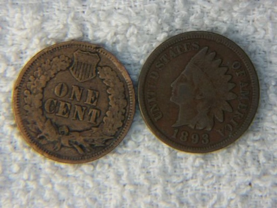 (2) 1905 & 1893 Indian Head Cents