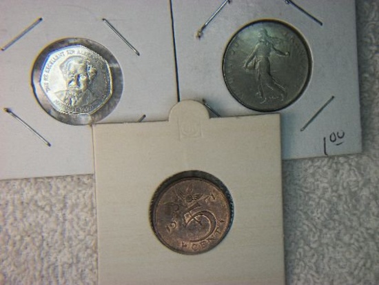 1999 Jamaica 1 Dollar, 1971 Nederlands 5 Cent, 1964 1 Franc