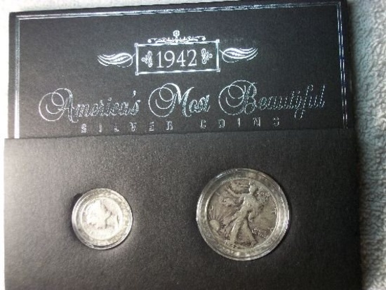 1942 D Walking Liberty 1/2 Dollar 1942 Mercury Dime