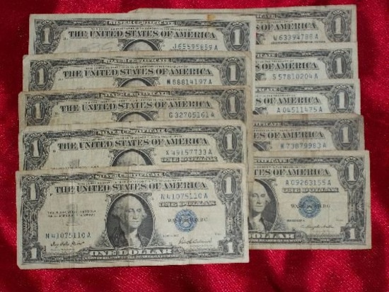 (10) $1.00 Silver Certificates