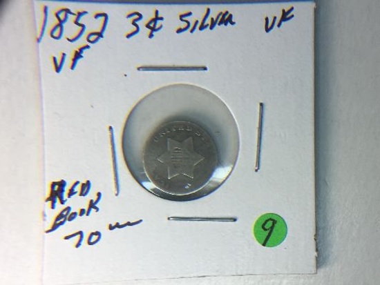 1852 3 Cent Silver