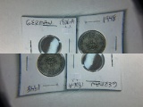 1906a German 1 Pfenning, 1948 British One Shilling