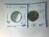 1966 British 1 Shilling, 1944 Russia 3 Kopejk