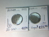 1939 Russia 20 Kopejka Rare, 1935 Russia 20 Kopejk