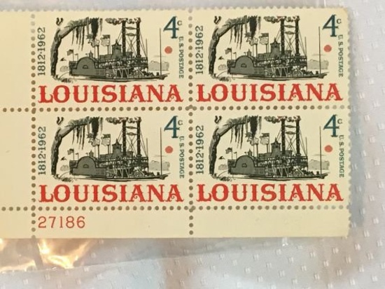 4 Cent Louisiana Plate Block