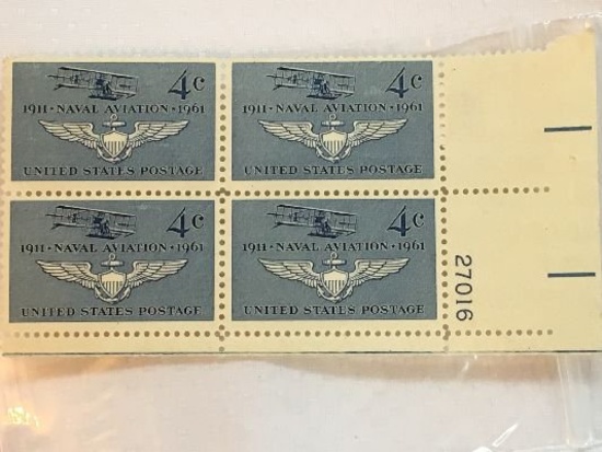 4 Cent 1911 To 1961 Naval Aviation Plate Block