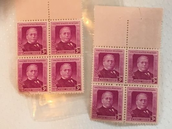 3 Cent Samuel Gompers Plate Block (2 Sets)