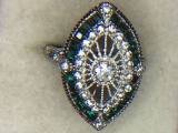 .925 Ladies Sapphire Filigree Ring 2 Carats