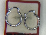 .925 Ladies Diamond Cut Hoop Earrings