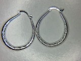 .925 Ladies Large Diamond Cut Hoop Earrings