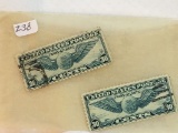 (2) United States 30 Cent Transatlantic Stamps