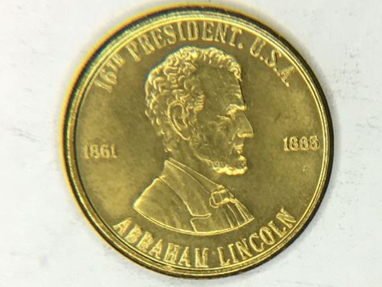 Abraham Lincoln 16th President Of The U. S. A. Brass Collector Token