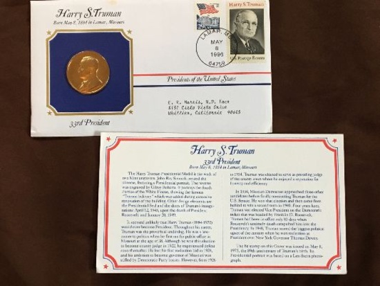 Harry Truman Presidential Medal With Biography