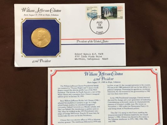 Bill Clinton Presidential Medal With Biography