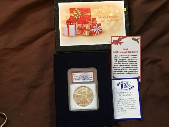 2016 Christmas Silver Eagle 1st Day Issue