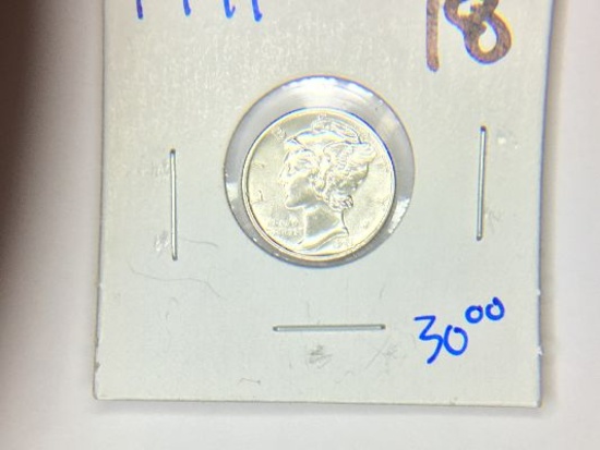 1941 UNCIRCULATED MERCURY DIME WITH FULL SPLIT BANDS