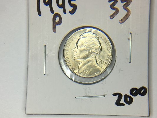 GEM UNCIRCULTED 1945-P SILVER WAR NICKEL