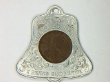 KEEP ME AND NEVER GO BROKE ENCASED 1939 WHEAT CENT.