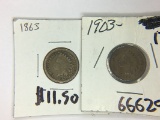 1863 AND 1903 INDIAN HEAD PENNIES